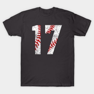 Vintage #17 Baseball Laces Baseball Mom Jersey Love Baseball T-shirt T-Shirt